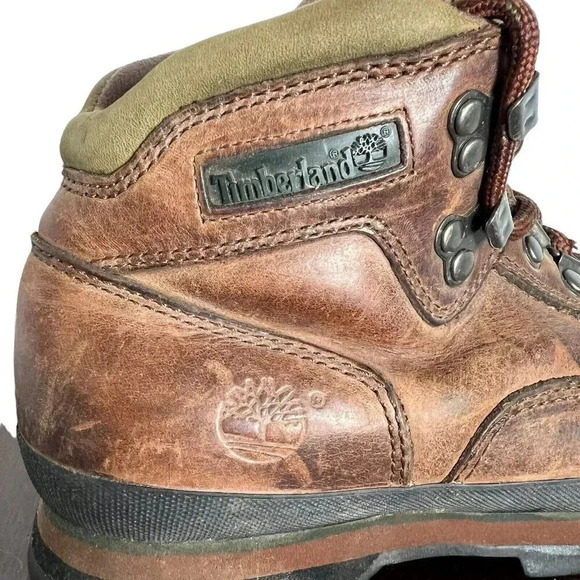 Timberland Boots Women’s 9M Euro Hiker Brown FULL GRAIN LEATHER Ankle Hiking - Picture 10 of 11